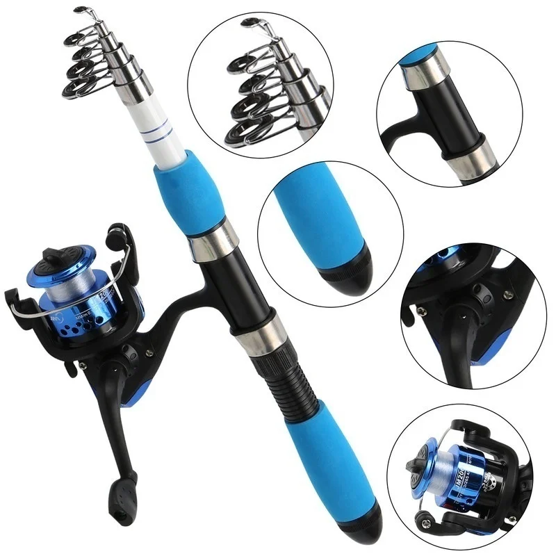 Sougayilang Fishing Rod Full Kits with Telescopic Fishing Rod and Spinning Reel Baits Hooks Saltwater Freshwater Travel Pole Set