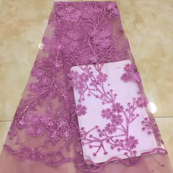 

Madison Latest 3D Flowers Lace Fabrics for Bridal Lace Materials Nigerian Tulle Mesh Lace Fabric with Beads/Stones French Lace