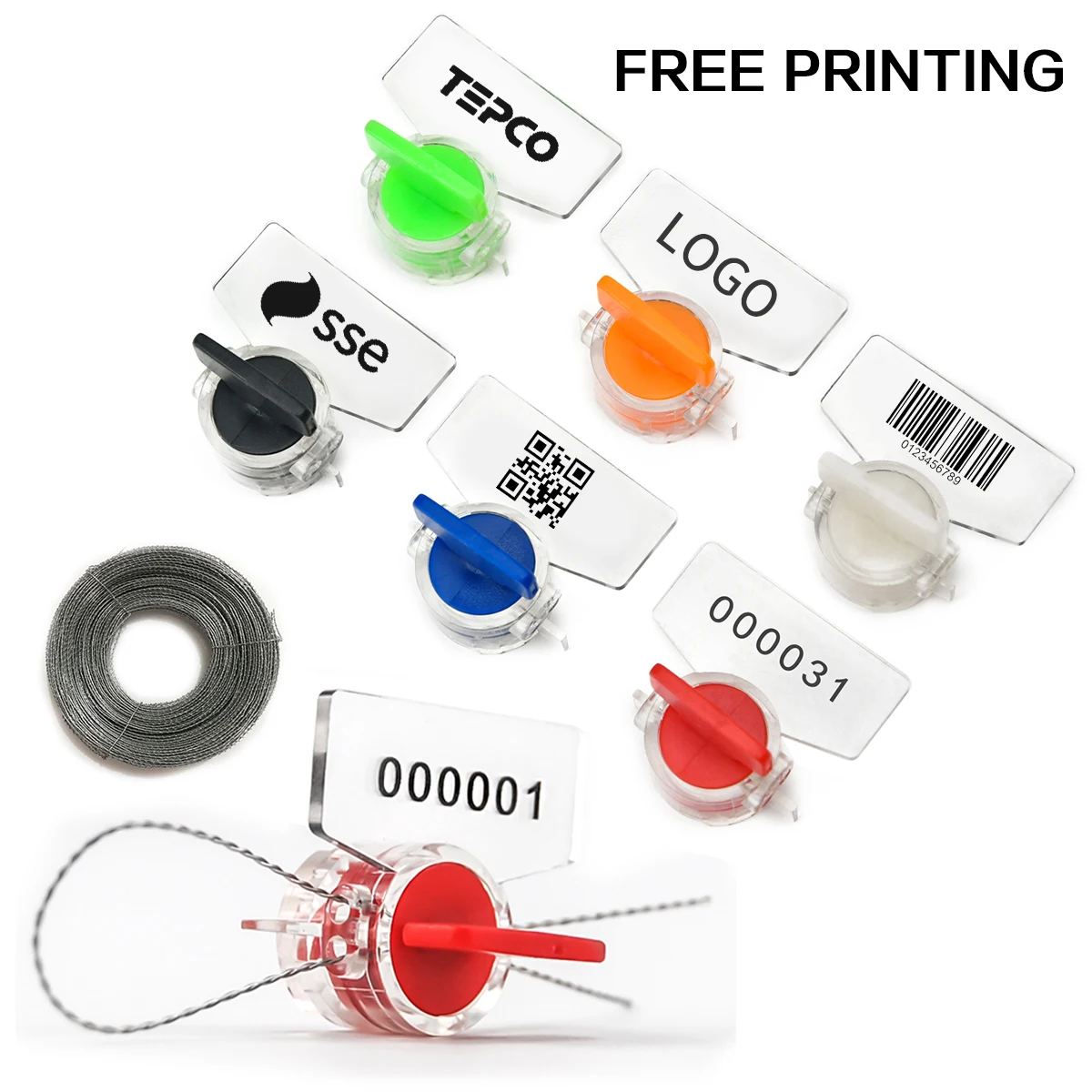 Meter Seal Security Utility Tamper Proof Custom with Numbered Plastic Tags for Electric Meter Medical Seal Plant Labels 100PCS