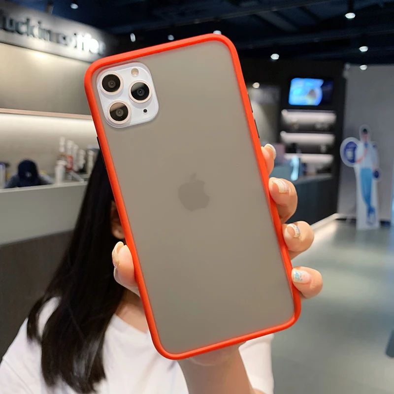 Чехол для телефона для iPhone 11 Pro X XR XS Max 7 8 Plus, роскошный Контрастный ЦВЕТНОЙ каркас, матовый жесткий защитный чехол для iPhone 11 - Цвет: ERHY-red