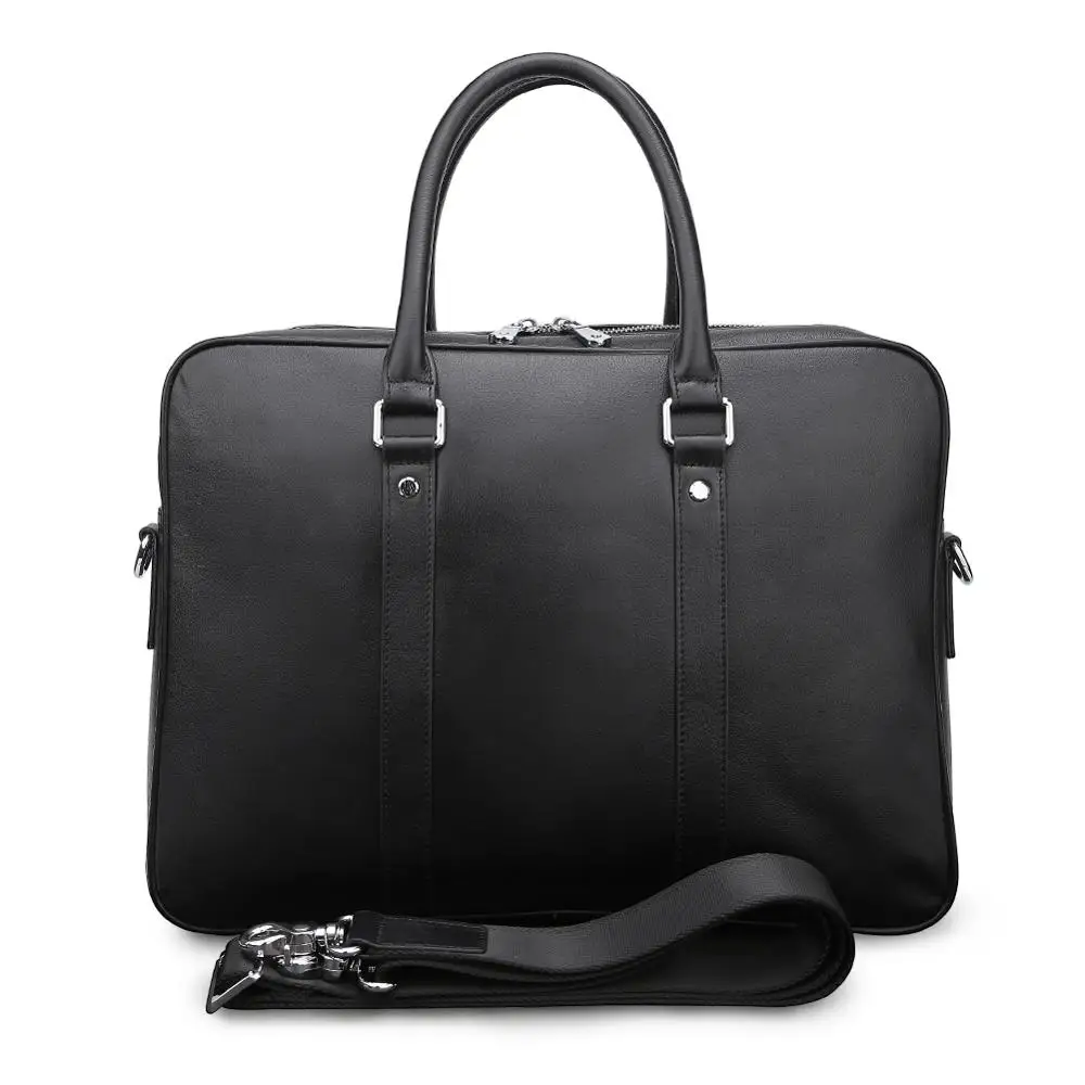 Tiding Luxury Cow Leather Men's Briefcase 14 inch Business Laptop Bag Shoulder Messenger Bags Designer Handbag Black New 1423