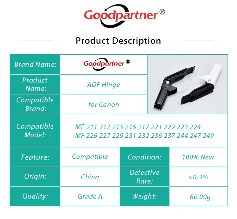 Dobradiça Adf para Canon mf 211 212 215 216 217 221 223 224 226 227 229 231 232 236 237 244 247 249 4570 4580 4770 10x Fe44952000 - Imagem 6