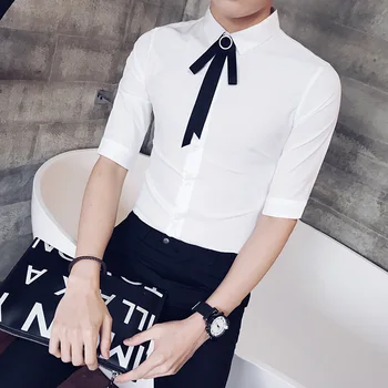 

New Summer Spring Mens Shirts Luxury Solid Color Half Sleeve Men Dress Shirts Plus Size M-4XL 5XL Slim Fit Casual Male Shirts