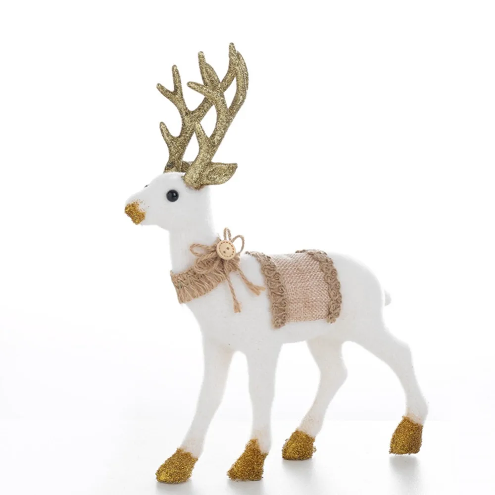 Современные рождественские куклы 30x20 см, Белый Рождественский северный олень, белый лось, плюшевые животные, Рождественская елка, украшения, подарок для дома