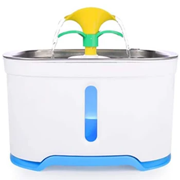 

Pet Cat Water Fountain Stainless Steel, LED 2.4L Automatic Pet Fountain Dog Water Dispenser with Replacement Filters &for Cats D