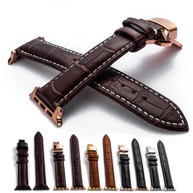 Ремешок из натуральной кожи для Apple watch band 44 мм 40 мм ремешки с пряжками Iwatch series 5 4 3 42 мм 38 мм браслет на запястье