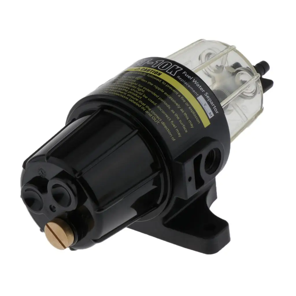 Fuel Fittings Marine Fuel Oil Filter Water Separator Fit for Gasoline and Diesel Engine - Black