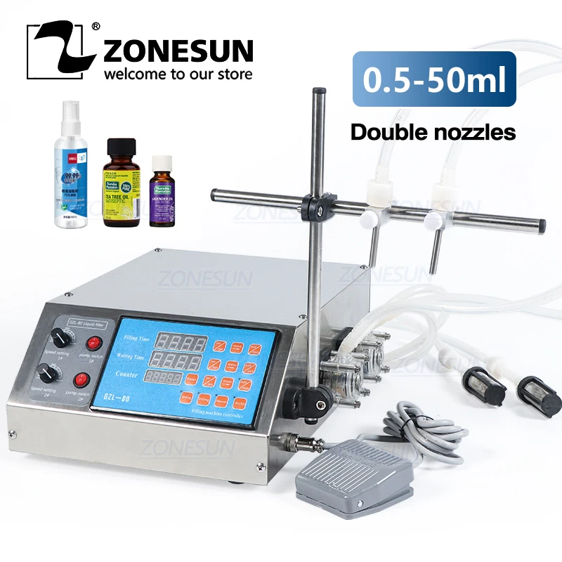 ZONESUN 2 головки полуавтоматический перистальтический насос машина для розлива