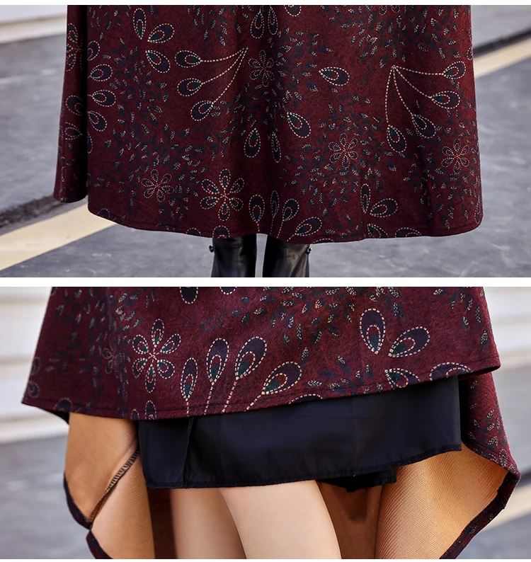 HAYBLST брендовая Длинная женская юбка осень зима размера плюс 3XL элегантный корейский Стиль Высокая талия модный принт шерстяная одежда