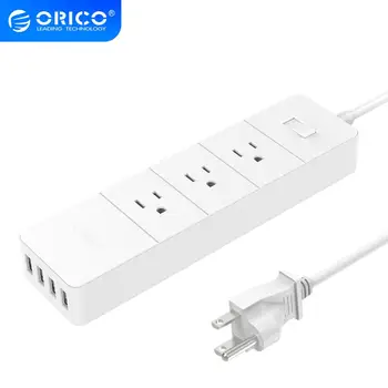 

ORICO 4 USB Power Strip Outlet with 3AC 2AC Outlet US Plug Surge Protector Socket Smart Electronic Strip Max 1250W