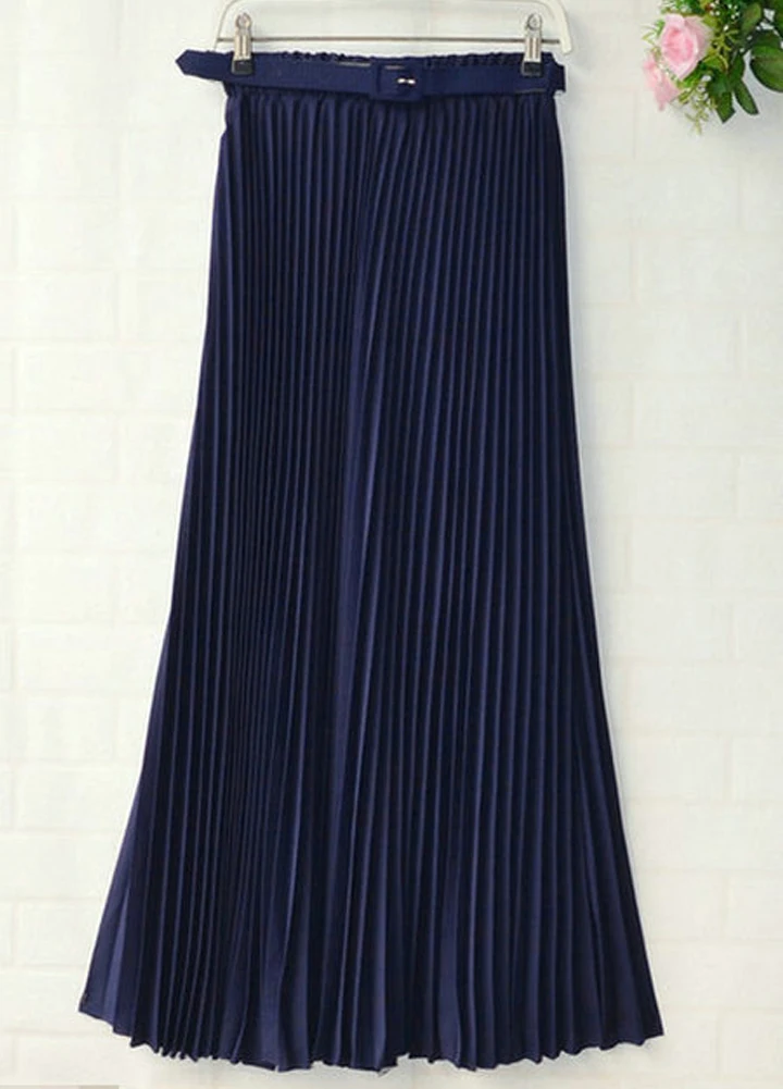 Модная женская Повседневная шифоновая плиссированная двухслойная длинная юбка макси в стиле ретро эластичная резинка на талии Лидер продаж