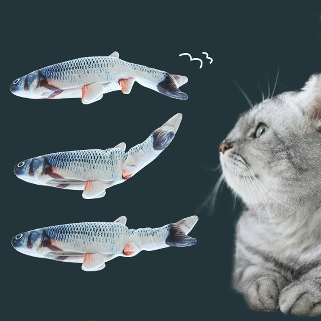 Игрушка для кошек, домашних животных, виляющая рыба, Реалистичная плюшевая игрушка, электрическая кукла, плюшевая игрушка рыба, Электрический шок, игрушка для домашних животных