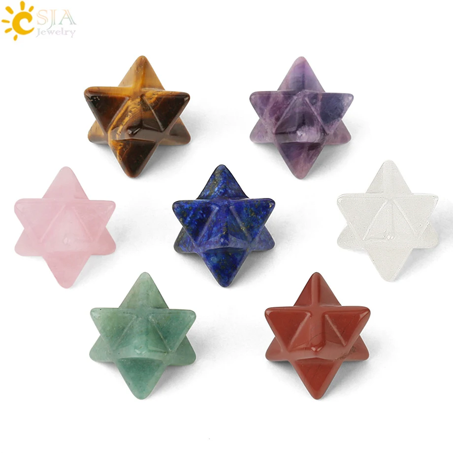 

CSJA Merkaba Star Crystal Natural Stone for DIY Jewelry Meditation Chakra Sacred Reiki Healing Energy Protection Decoration G183