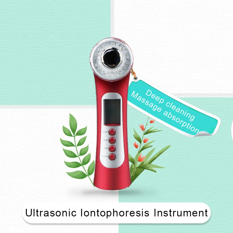  RF Ultrasound Apparatus Positive Negative Ions High Frequency Vibration Massage LED Nano Color Ligh - 4000449526747