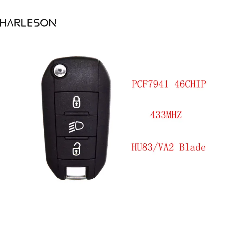 

Car Remote Control Key For Peugeot 208 2008 301 308 3008 408 508 ID46 PCF7941 434MHz HU83/VA2 Flip Key