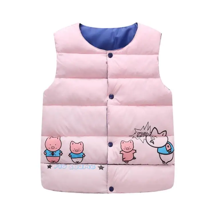 Piglet powder Парки из хлопка с рисунком жирафа; теплый жилет для мальчиков и девочек; куртка для мальчиков; пуховик и детский жилет; зимняя одежда - Цвет: Piglet powder