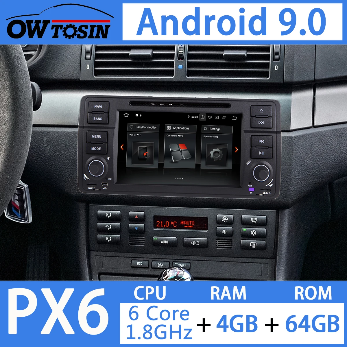 7 &quotHD Android 9 0 PX6 4 Гб 64 DVD плеер для BMW 3 серии E46 M3 318 320 325 Rover 75 MG ZT радио мультимедиа GPS
