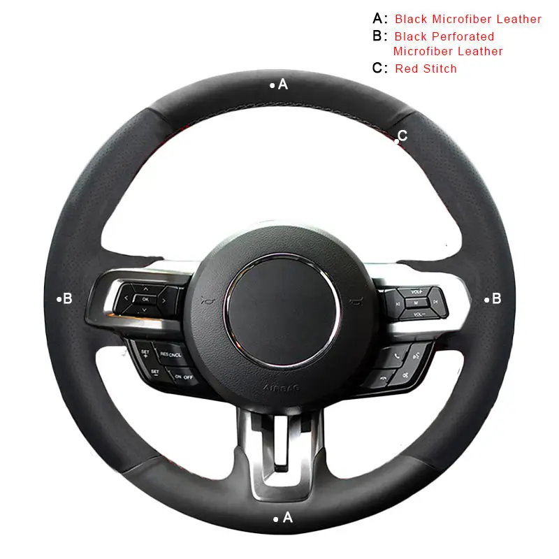 Microfiber Leather Авто оплетка на руле Крышка для Ford Mustang- Mustang GT автомобильные чехлы аксессуары для интерьера - Название цвета: Microfiber Leather