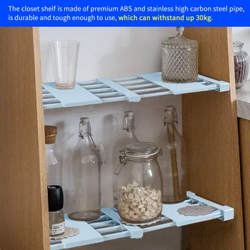 

Adjustable Closet Organizer Extendable Closet Shelf Storage Rack Kitchen Cabinet Decorative Shelves Cabinet Stand Space Saving