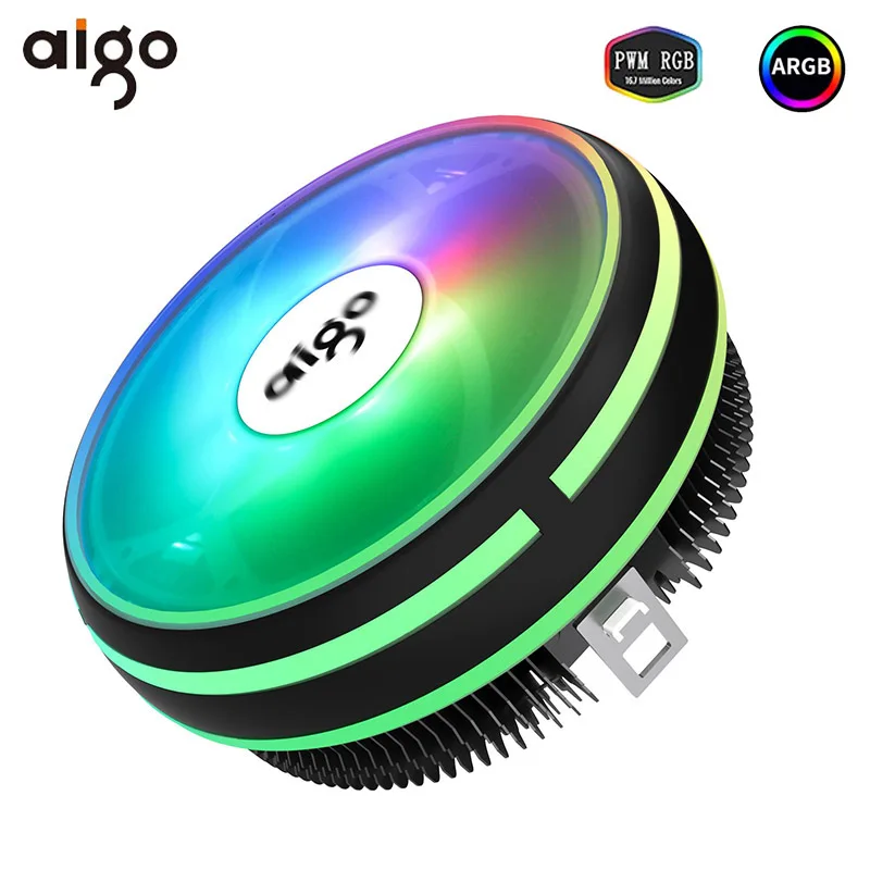Aigo Процессор кулер 120 мм PWM Fan 12V 4Pin RGB воздуха охлаждения компьютера LGA 1150 1151 1155 1366 I3