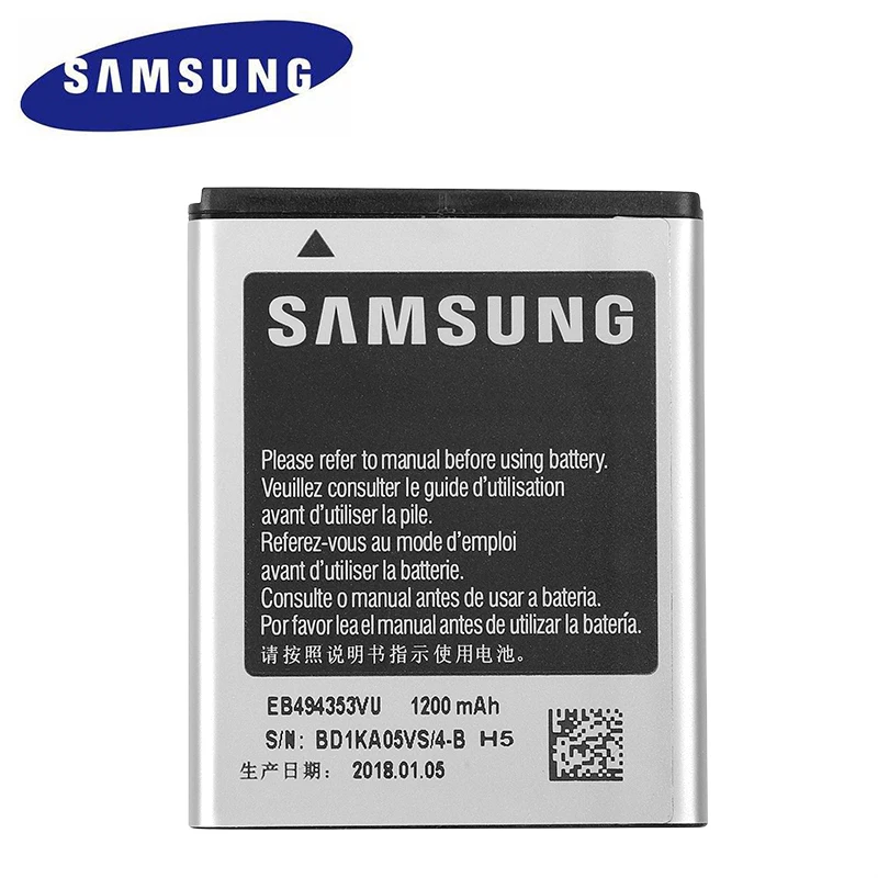 Оригинальная Замена Samsung батарея для SAMSUNG S5330 GT S5570 i559 S5232 C6712 S5750 натуральная EB494353VU