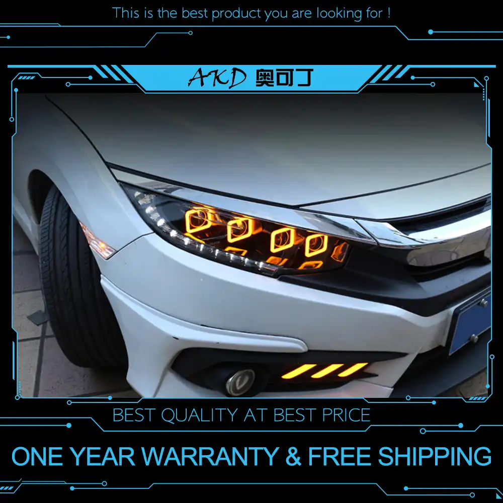 Akdチューニングカーホンダシビック G10ブガッティヘッドライトled Drlランニングライトバイキセノンビーム霧ライトの天使の目 カーライトの組み立て Aliexpress