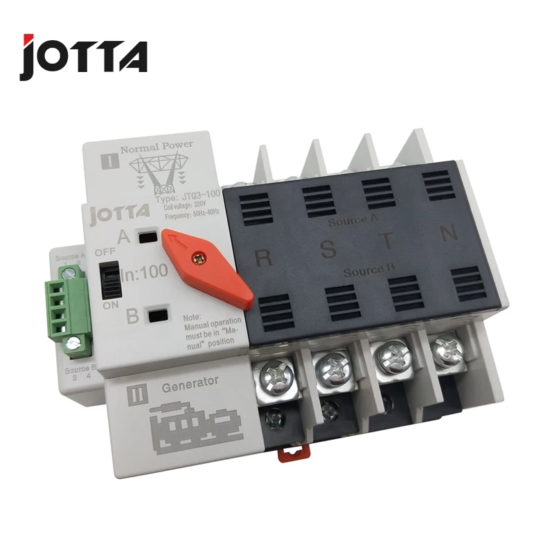 Jotta Mini Size W2R-2P/3P/4P 100A220V Mini ATS Automatic Transfer Switch Electrical Selector Switches Dual Power Switch