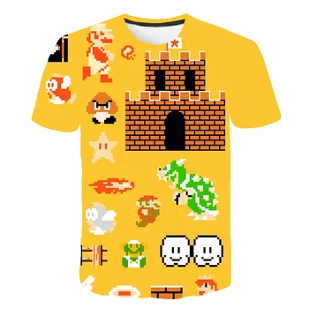 

3D cartoon Mocha brother Luigi children funny T-shirts for boys and girls in summer leisure T-shirts for children,