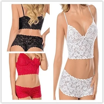 

Women's underwear sexy lace sexy lingerie set bra transparent strap three-point breast wrap lace underwear panty set 2020