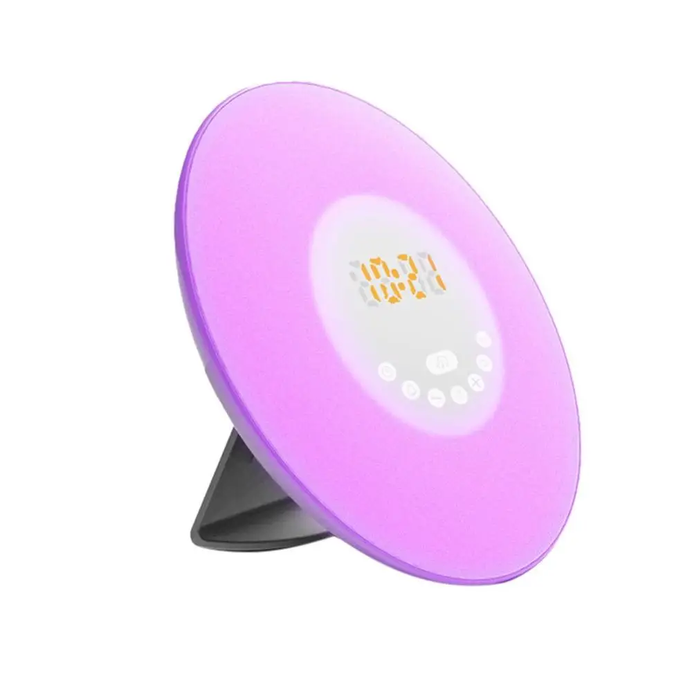 UK plug Многофункциональный Будильник с имитацией света Sunrise красочный Пробуждение свет с радио Будильник круглые часы - Цвет: UK plug