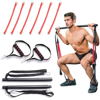 

Portable fitness stick pull squat artifact resistance band suit yoga fitness Pilates stick A6 set elastic pull rope equipment