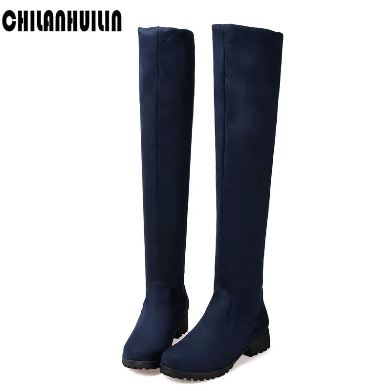 classic autumn winter boots woman fashion skinny stretch classic women's sexy black red blue over the knee high boots big size