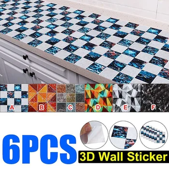 

6pcs Modern Thick Self Adhesive Floor Stickers Fashion Kitchen Bathroom Ground Wallpapers DIY Bedroom Wall Sticker Room Decor