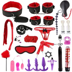 Интимные игрушки для женщин Для мужчин наручники зажимы для сосков плетка для шлепков веревка секс силикон металлическая Анальная пробка