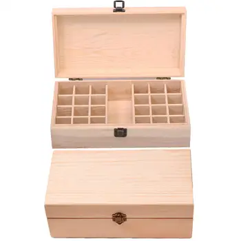 

25 Grids Wooden Essential Oil Storage Box Case Holder Container Organizer Carrying Case Aromatherapy Container Toiletry Kits