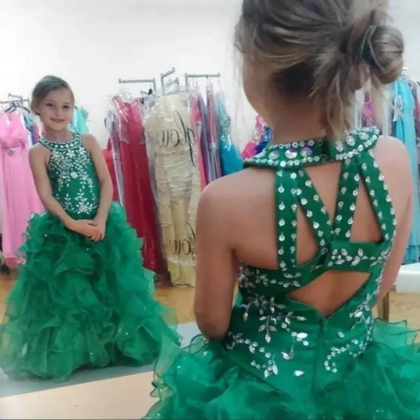 Платье для первого причастия; нарядные платья для девочек; бальное платье из органзы, украшенное бисером и кристаллами; платья для девочек с цветочным узором; зеленое платье маленькой принцессы