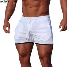 Летние мужские шорты, быстросохнущие купальные шорты с эластичной резинкой на талии, пляжные шорты, повседневные однотонные шорты для тренировок на шнурке