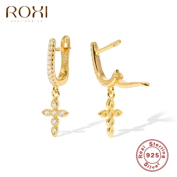 

ROXI Luxury Crystals Cross Stud Earrings for Women Girl Piercing Earrings Unusual 925 Sterling Silver Jewelry Pendientes Earings