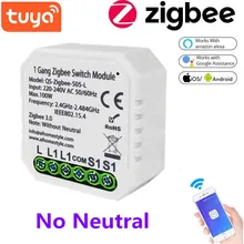 ZigBee Tuya Smart Switch Modul Relais EU 220V Keine Neutralen 1 Weg Drahtlose Licht Schalter Modul Mit Alexa Google hause