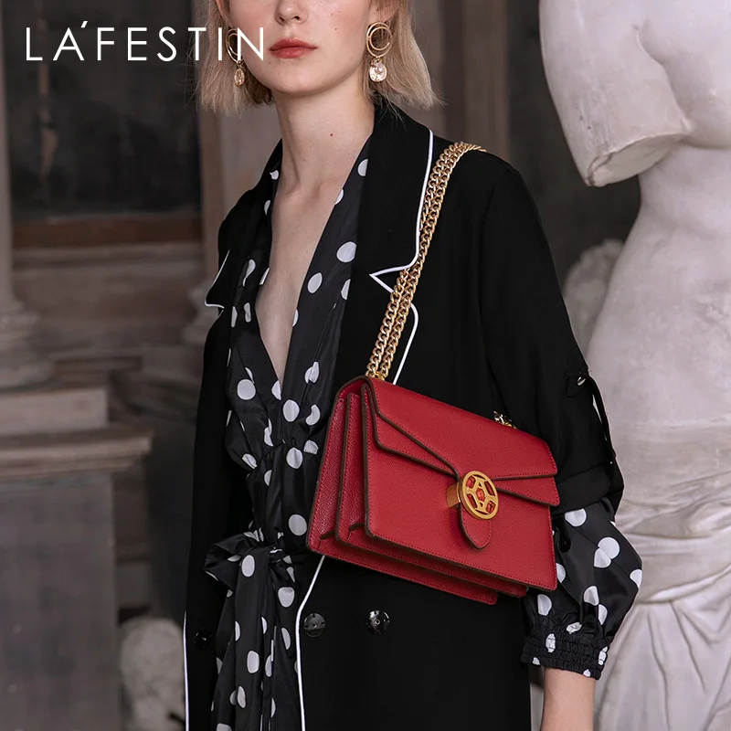 LA FESTIN 2020 new fashion women bag over shoulder high quality temperament shoulder messenger bag chain leather bags