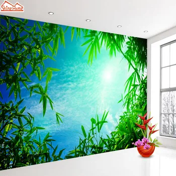 

Custom Wallpaper Leave Nature Blue Sky Sticker for Baby Child Home Decor on Wall Paper Waterproof PVC Self Adhesive Vinyl Mural