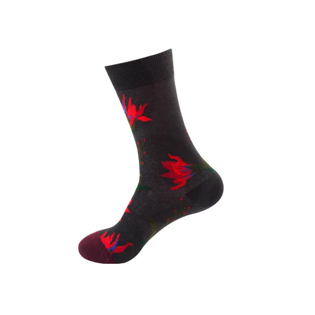 40 стилей счастливые мужские носки зима-осень смешное искусство платье носки цвет много Мужская мода носки набор принт Ван Гог искусство носки 1 пара - Цвет: 027