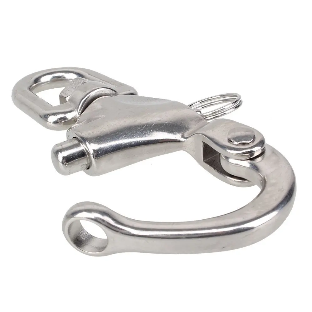 304 Stainless Steel 50/ 70/ 95/ 128mm Fixed Snap Anchor Shackle Rigging Silver Fixed Eye Bail with Eye Ring 10/ 5/ 2pcs