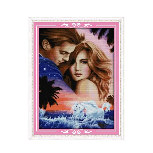 Sweet Couple Series Cross Stitch Kit 14ct 11ct Canvas Printing Embroidery Set DIY Needlework Home Decoration Painting Lover Gift R460