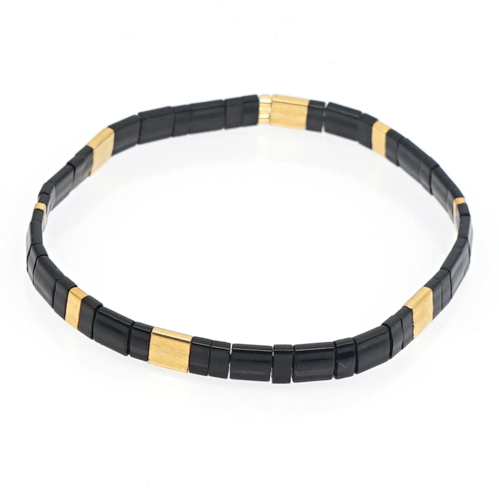 Go2Boho Black White Bracelet Set For Couple Miyuki Tila Bead Jewelry 2Pcs/Lot Stretch Bracelets For Women Valentine'S Day Gifts