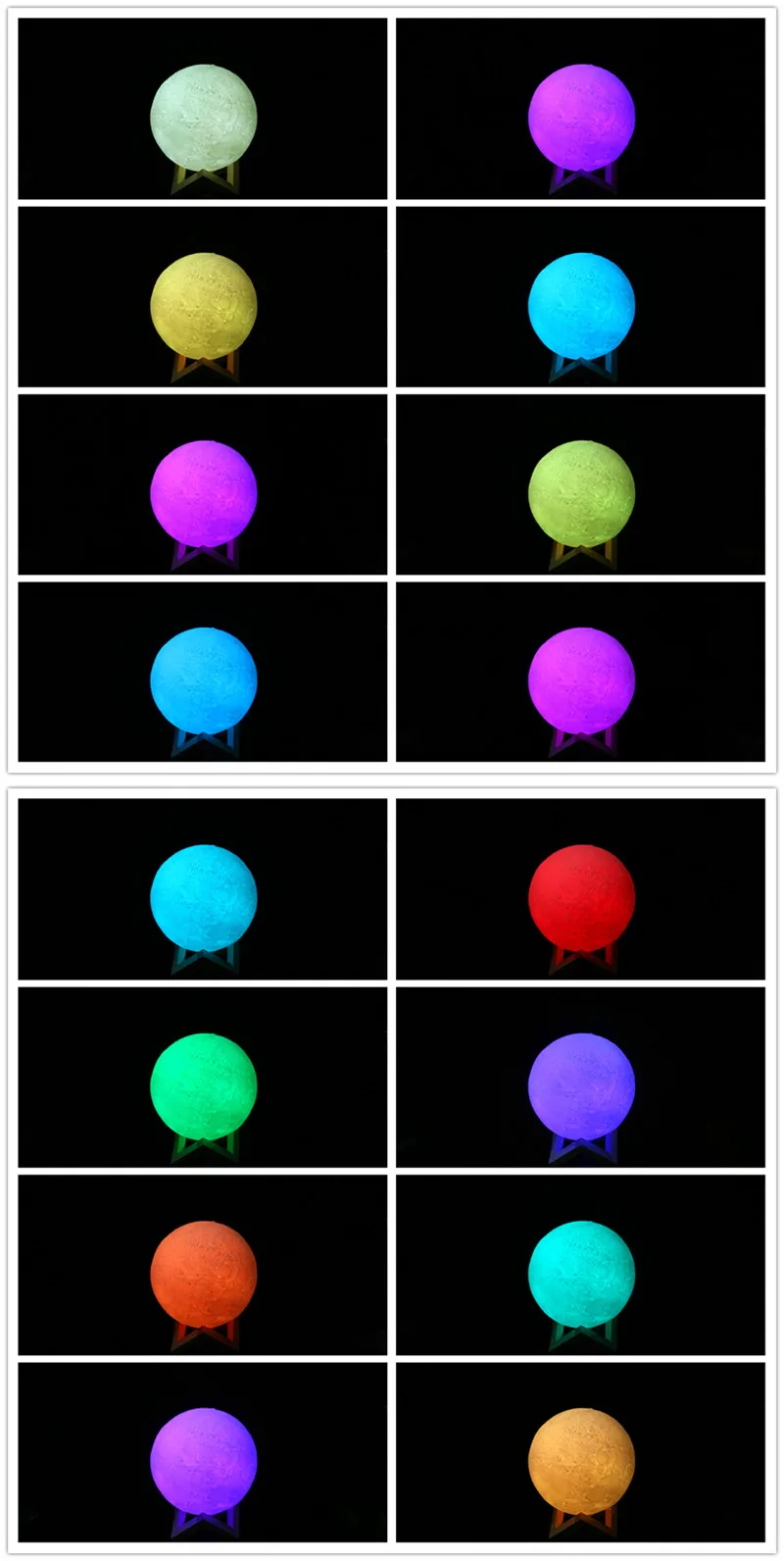 16 colors 3D Print Rechargeable Moon Lamp LED Remote Night Light Touch Switch Moon Light For Bedroom Decoration Christmas Gift