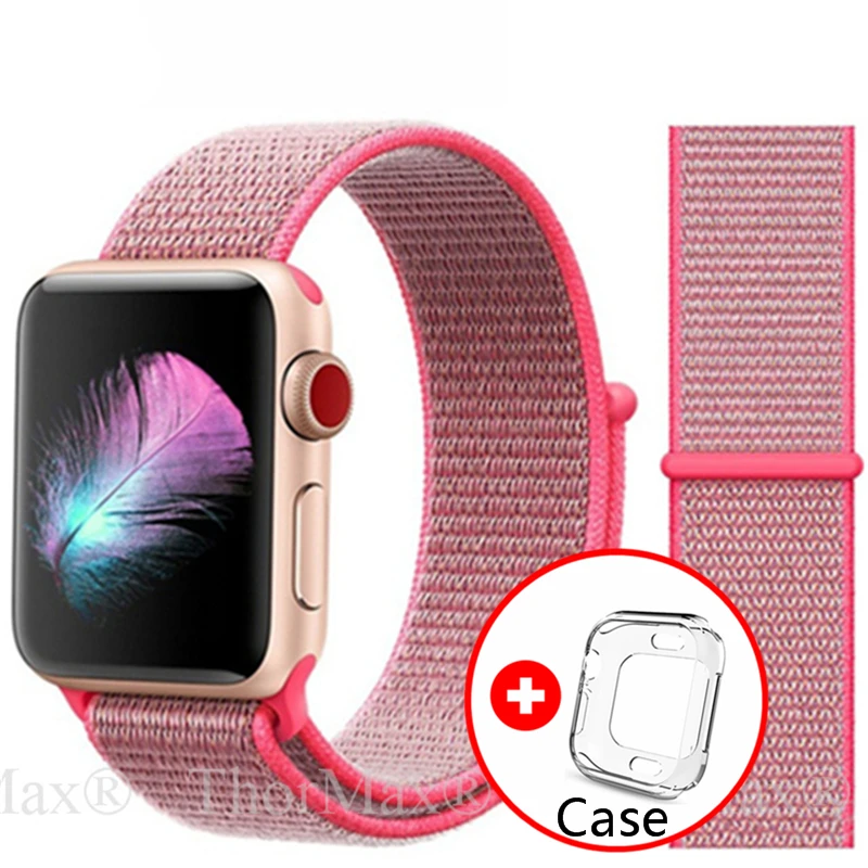 

band for Apple Watch Nik+e Series 4 44mm 40mm strap Nylon Sport Loop watchband for iWatch 42mm 38mm Series 4 3 2 1 with case