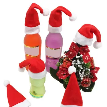 

Merry Christmas Mini Santa Claus Hats For Wine Bottle New Year 2021 DIY Party Cap Decorations Goods Ornaments Xmas Home Decor