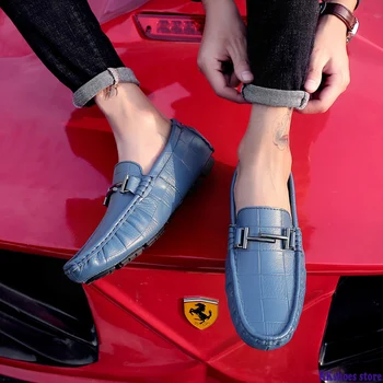 

Handmade Genuine Leather Men Shoes Luxury Brand Italian Casual Mens Loafers Breathable Driving Shoes Slip On Moccasins