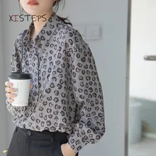 

Leopard Chiffon Shirts Women 2021 Spring Summer Loose Retro Bloues High Street Women Tops Long Sleeve Clothings Blusas Femme